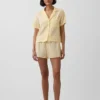 Oversized pyjamaskjorte i krøllet gasbind