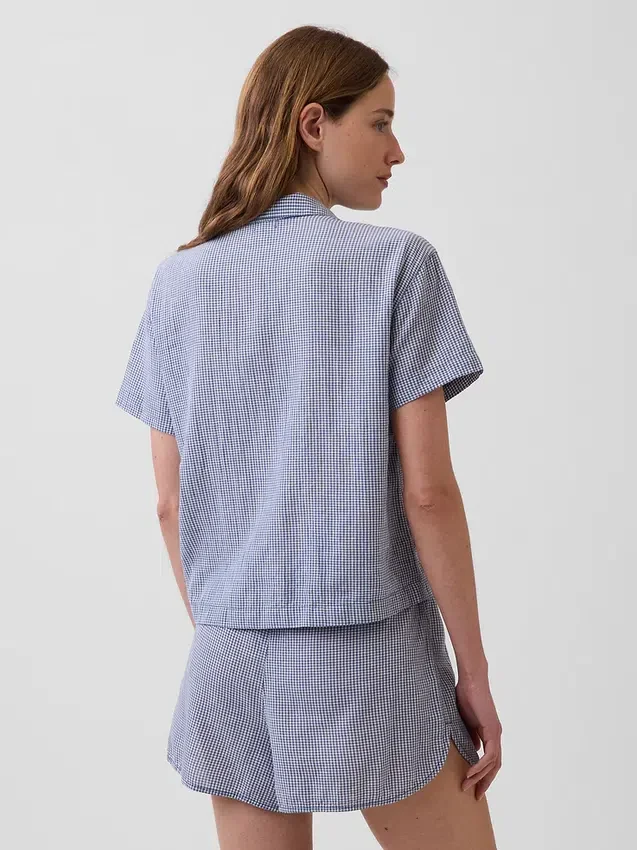 Oversized pyjamaskjorte i krøllet gasbind
