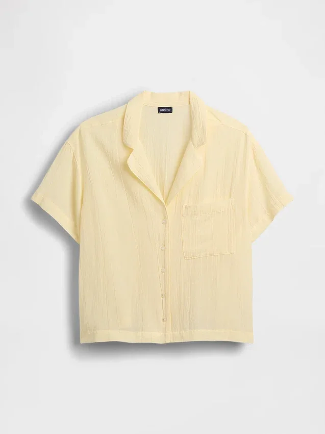 Oversized pyjamaskjorte i krøllet gasbind