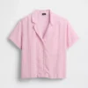 Oversized pyjamaskjorte i krøllet gasbind