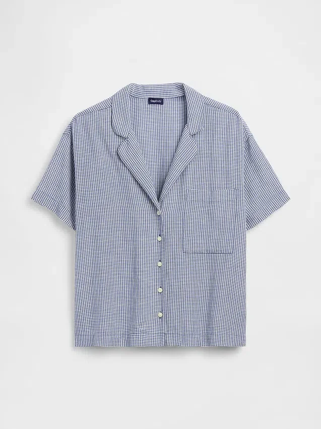 Oversized pyjamaskjorte i krøllet gasbind