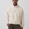 Oversized Sherpa-genser med halv glidelås