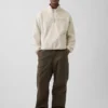 Oversized Sherpa-genser med halv glidelås