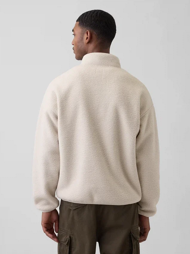 Oversized Sherpa-genser med halv glidelås