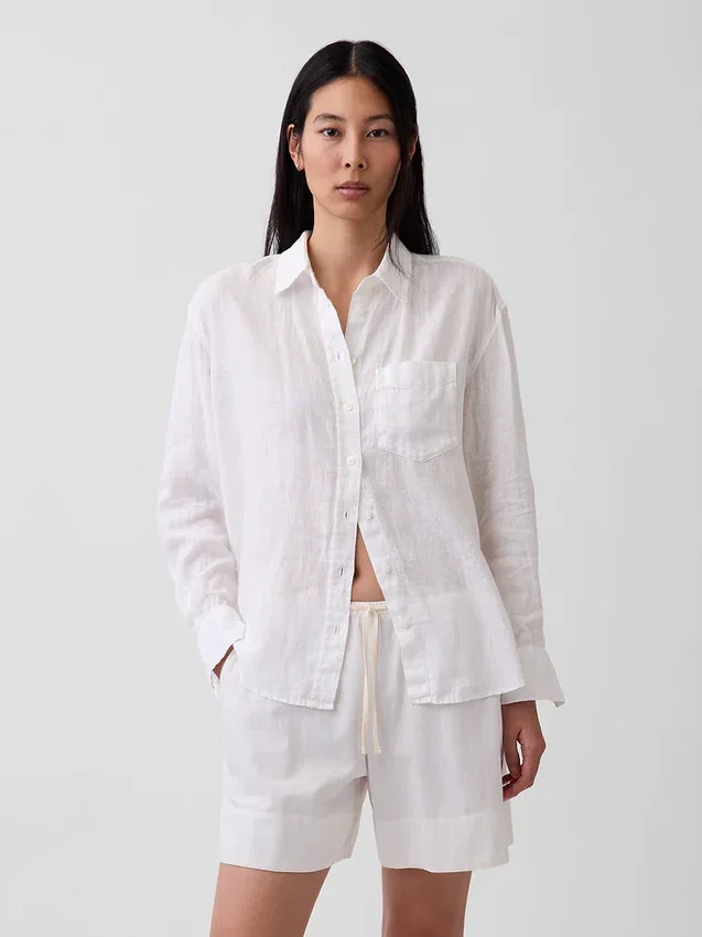 Oversized skjorte i 100 % lin