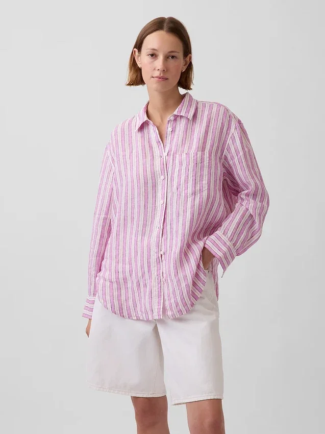 Oversized skjorte i 100 % lin