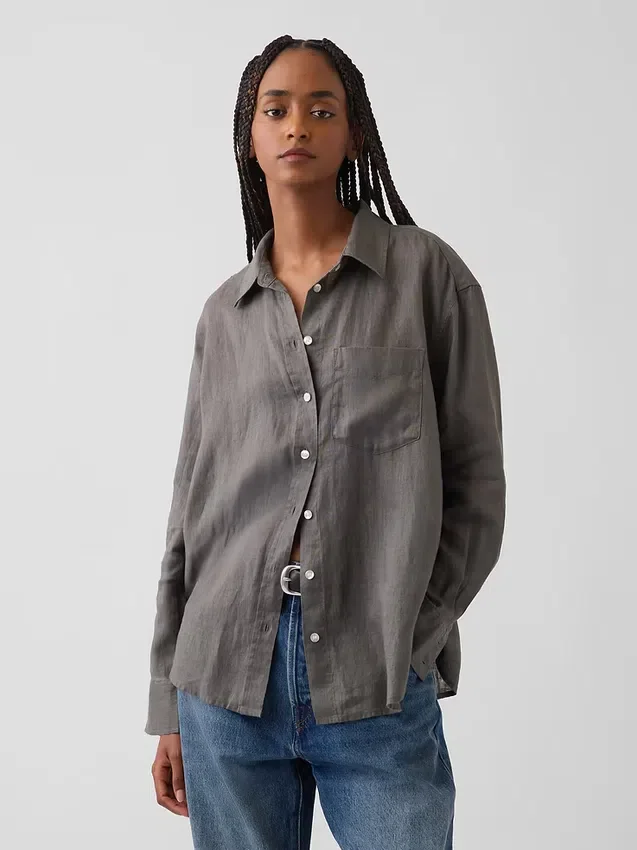 Oversized skjorte i 100 % lin