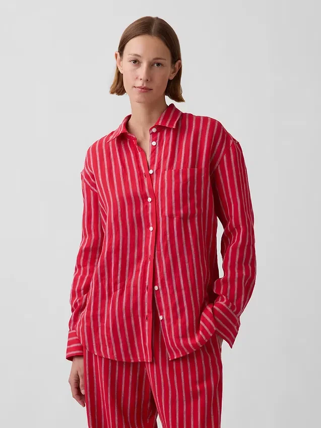 Oversized skjorte i 100 % lin