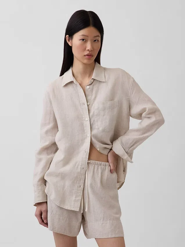 Oversized skjorte i 100 % lin