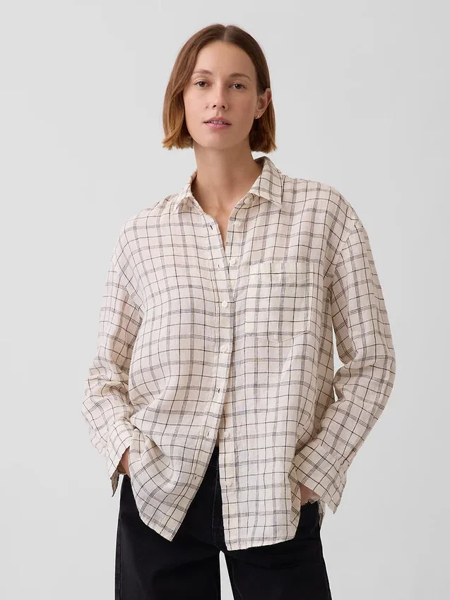 Oversized skjorte i 100 % lin