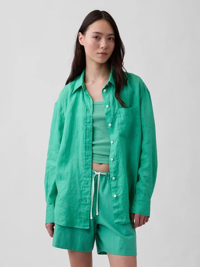 Oversized skjorte i 100 % lin