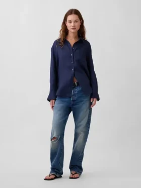 Oversized skjorte i 100 % lin