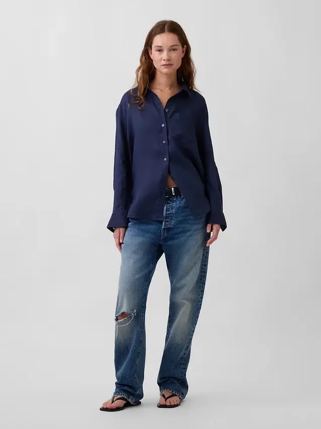 Oversized skjorte i 100 % lin