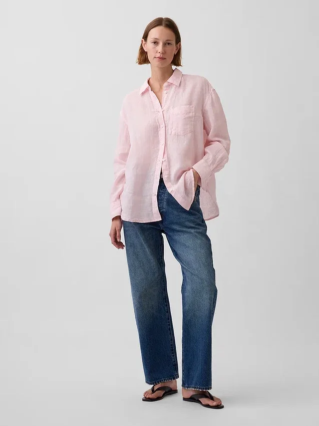 Oversized skjorte i 100 % lin