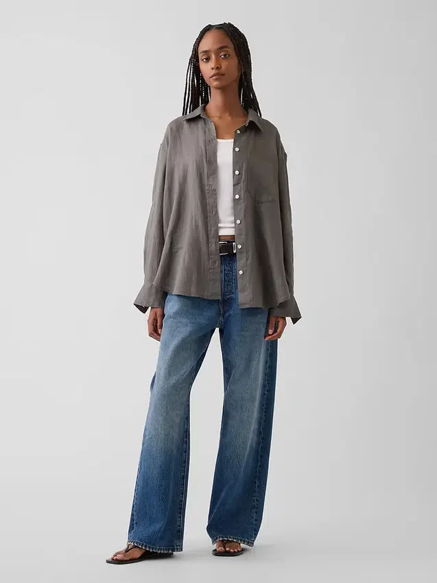 Oversized skjorte i 100 % lin