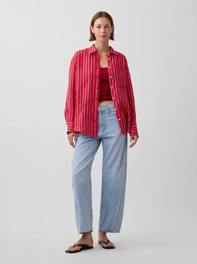 Oversized skjorte i 100 % lin