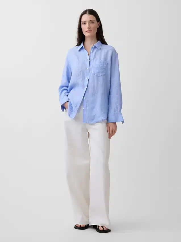 Oversized skjorte i 100 % lin