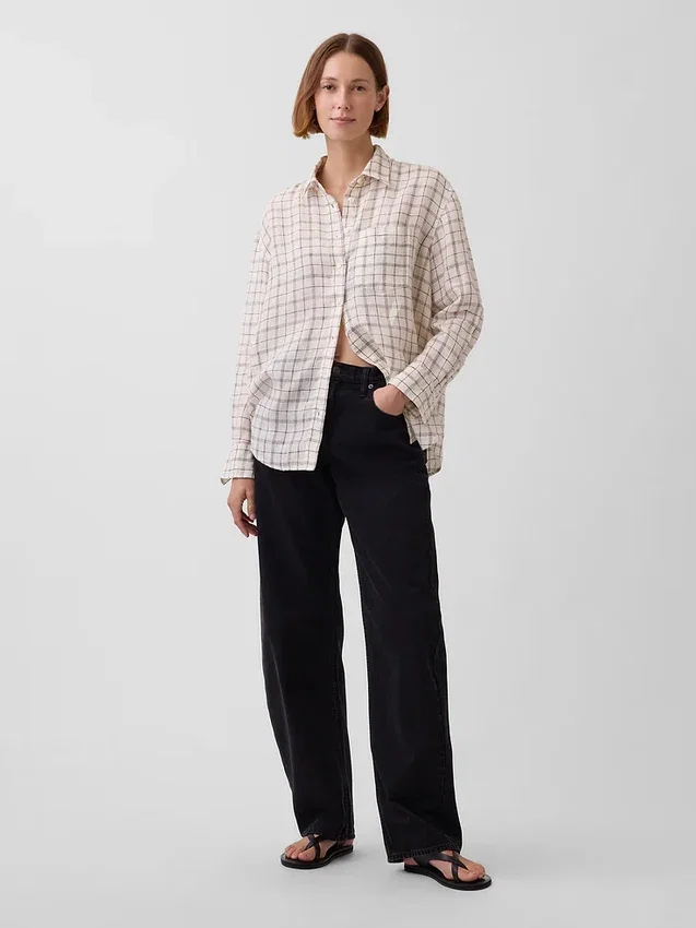 Oversized skjorte i 100 % lin