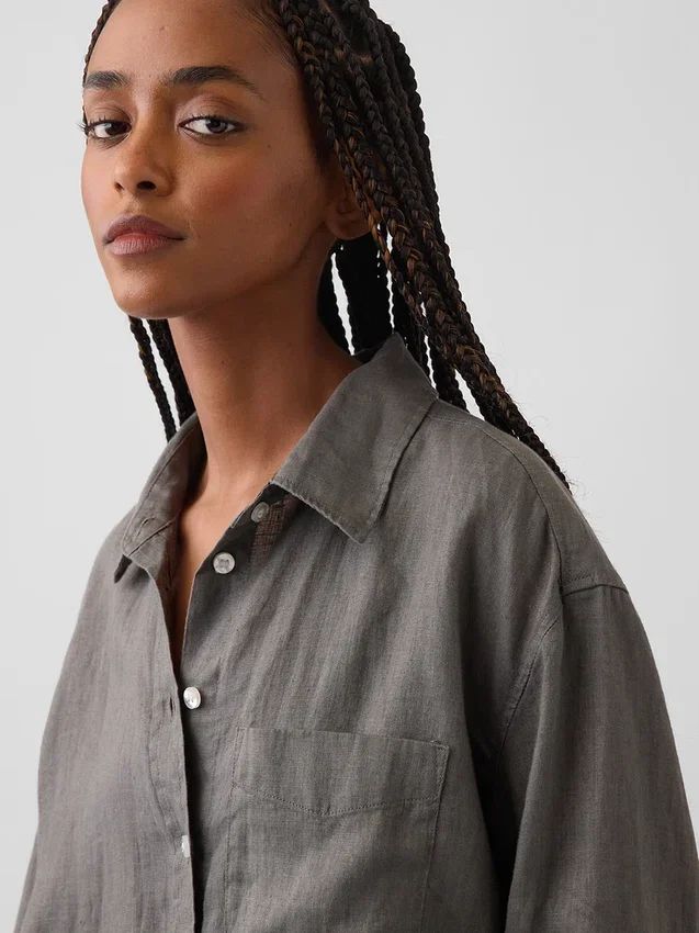 Oversized skjorte i 100 % lin