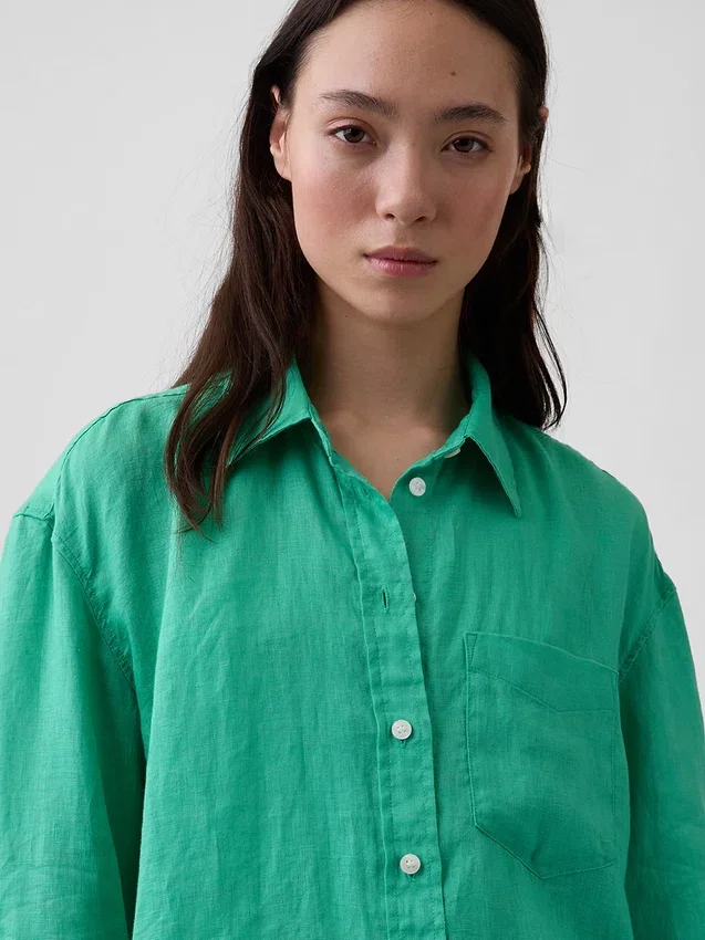 Oversized skjorte i 100 % lin