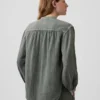 Oversized skjorte i bomullsgasbind uten krage
