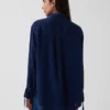 Oversized skjorte i denim med rynkede ermer