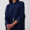 Oversized skjorte i denim med rynkede ermer