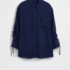 Oversized skjorte i denim med rynkede ermer