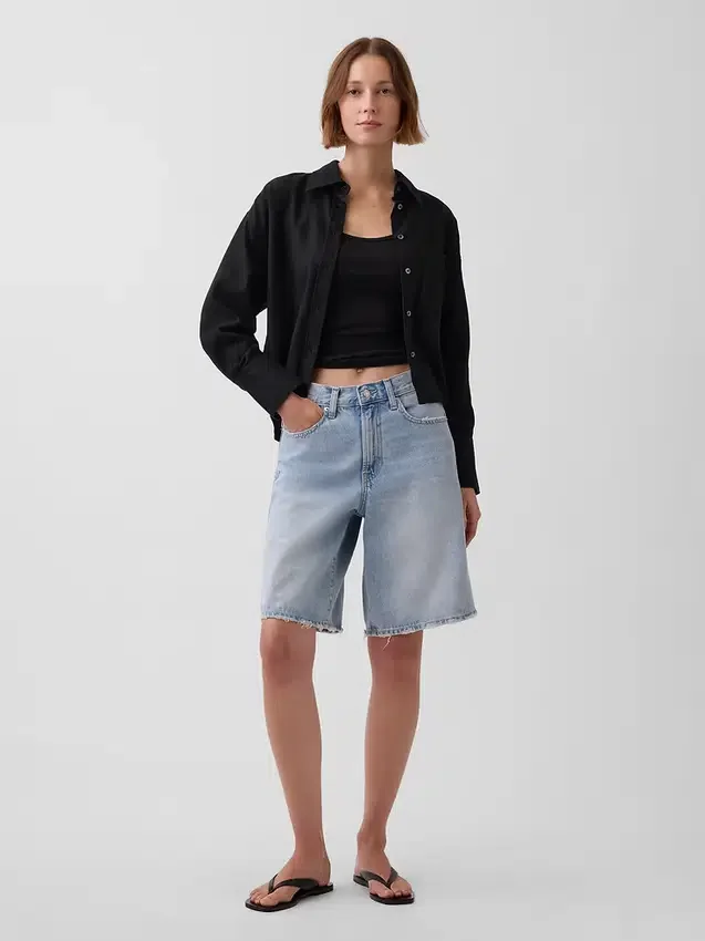 Oversized skjorte i lin-bomullsblanding