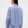 Oversized skjorte i lin-bomullsblanding
