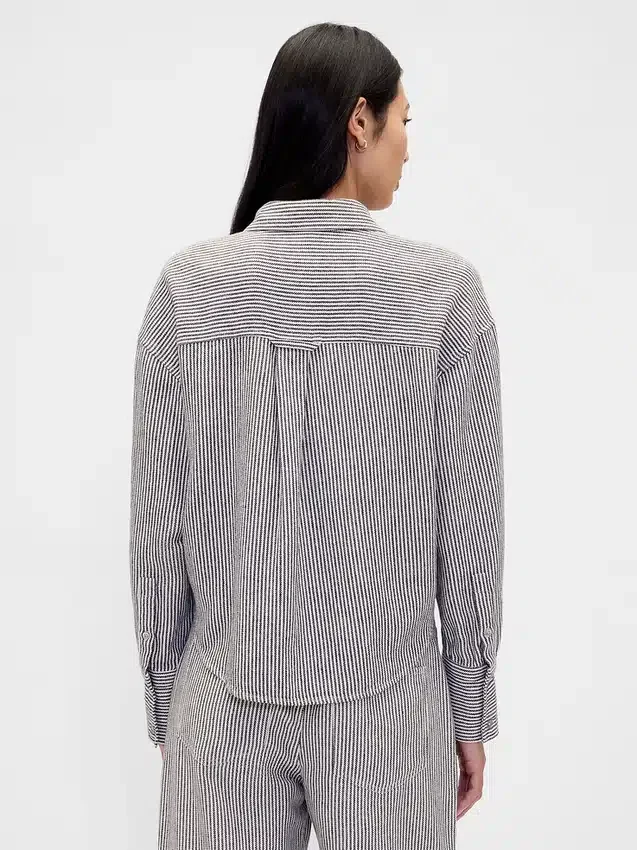 Oversized skjorte i lin-bomullsblanding