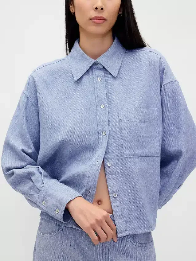 Oversized skjorte i lin-bomullsblanding
