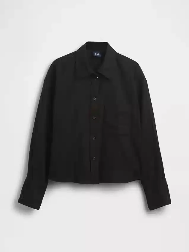 Oversized skjorte i lin-bomullsblanding