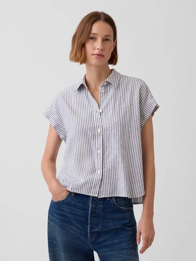 Oversized skjorte i linblanding