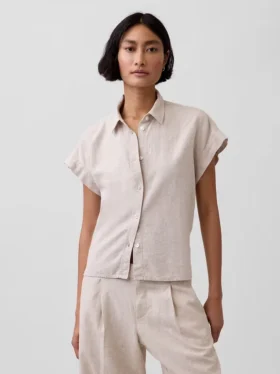 Oversized skjorte i linblanding