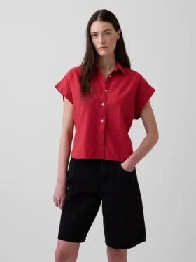 Oversized skjorte i linblanding