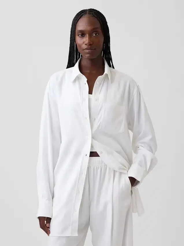 Oversized skjorte i linblanding