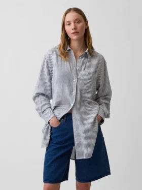 Oversized skjorte i linblanding