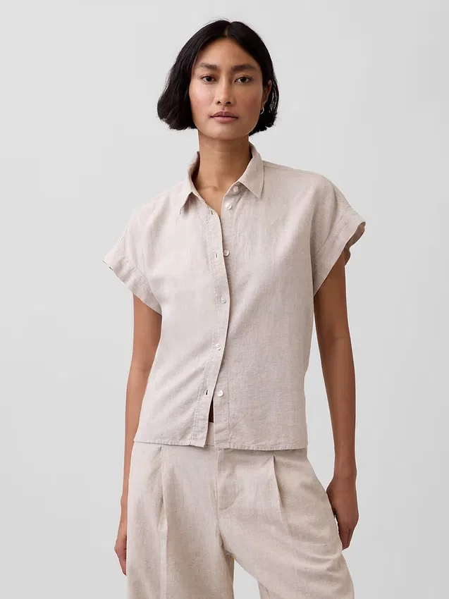 Oversized skjorte i linblanding