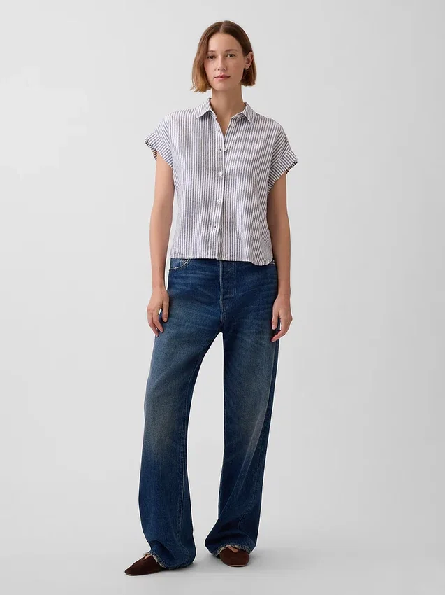 Oversized skjorte i linblanding