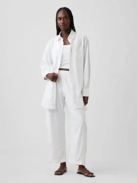 Oversized skjorte i linblanding