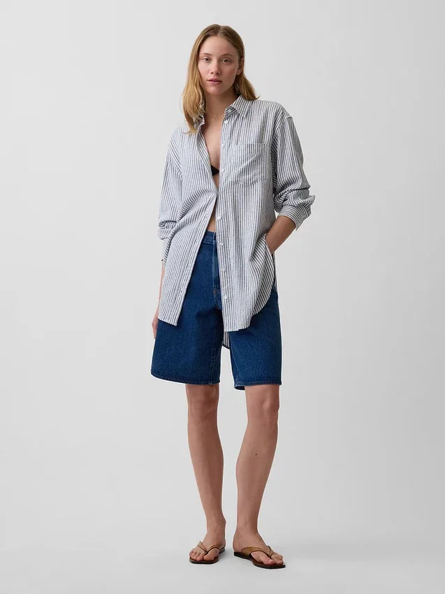 Oversized skjorte i linblanding
