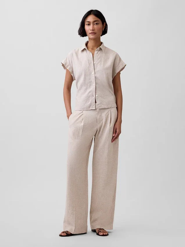 Oversized skjorte i linblanding