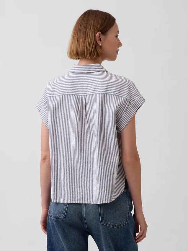 Oversized skjorte i linblanding