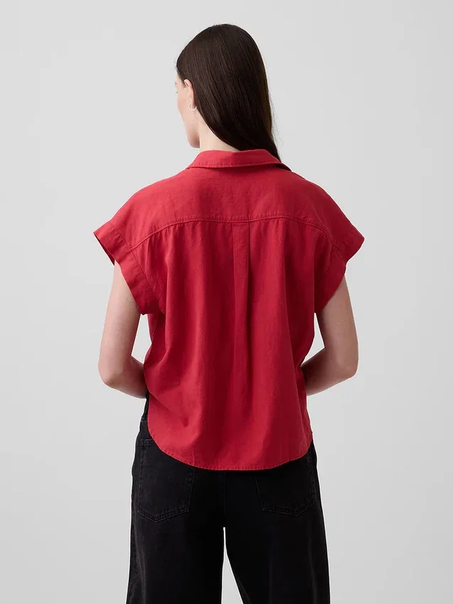 Oversized skjorte i linblanding