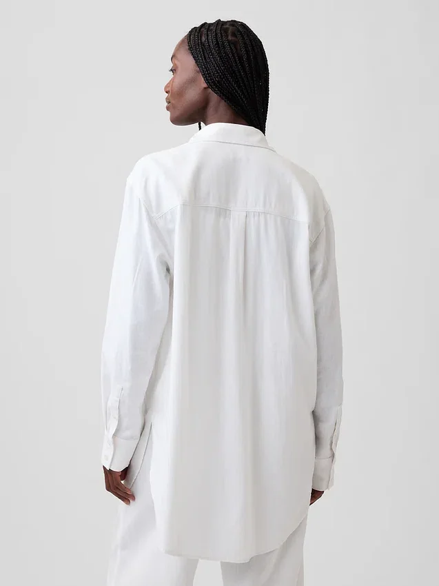 Oversized skjorte i linblanding