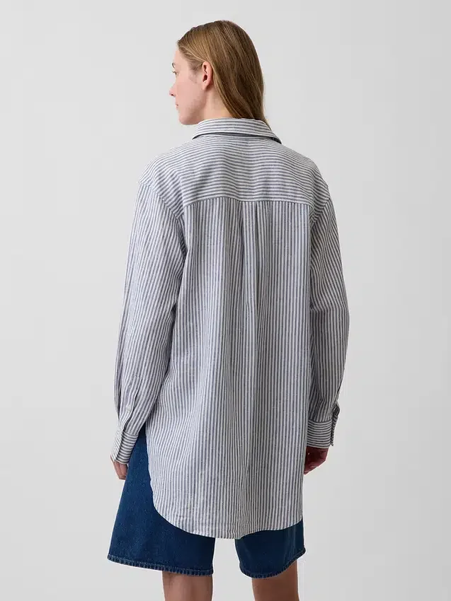 Oversized skjorte i linblanding