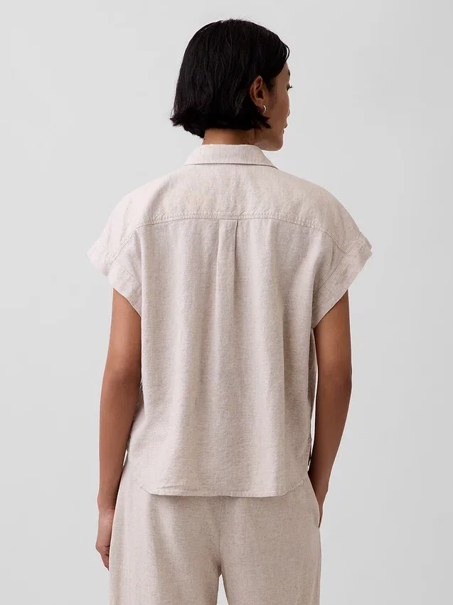 Oversized skjorte i linblanding