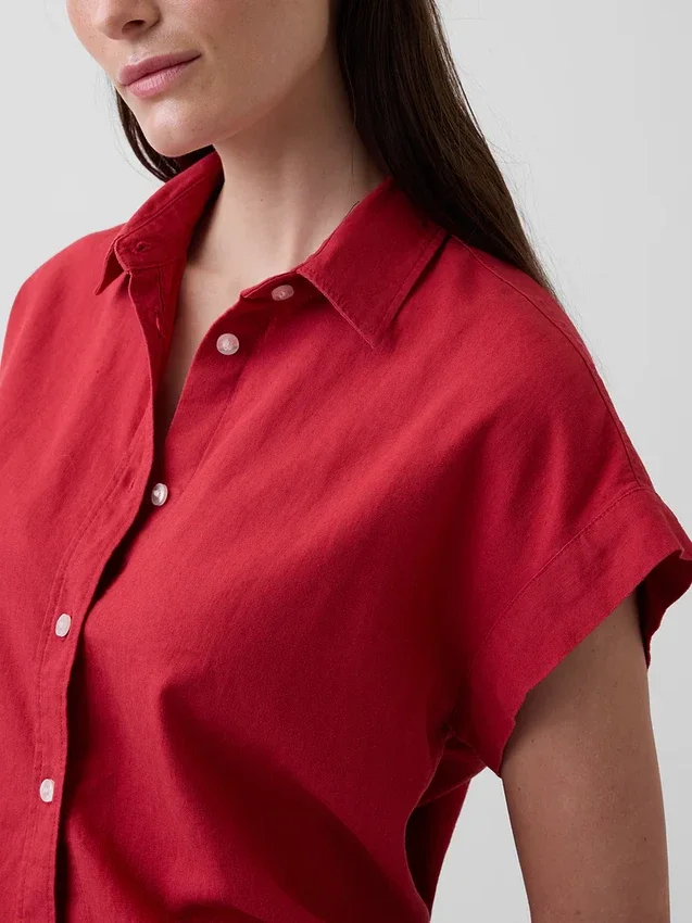 Oversized skjorte i linblanding