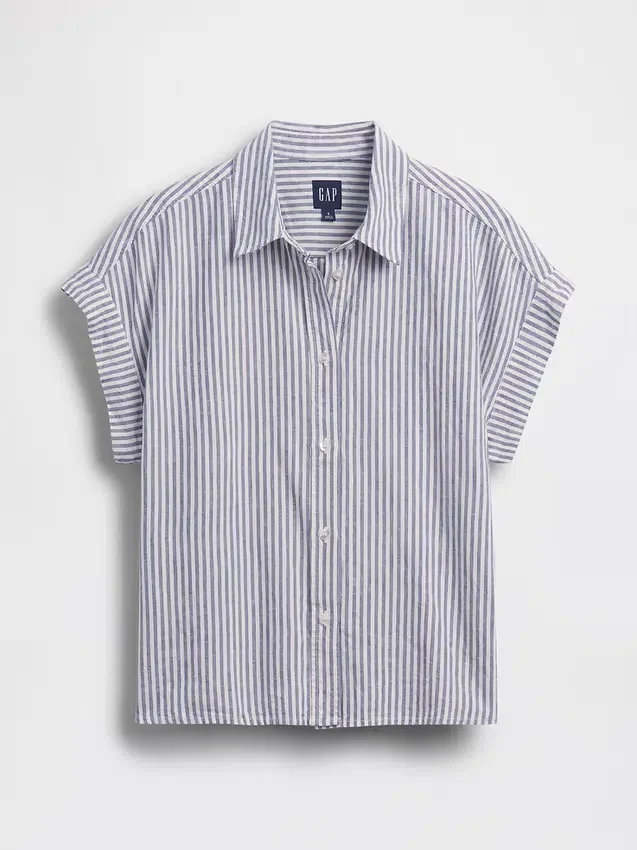 Oversized skjorte i linblanding